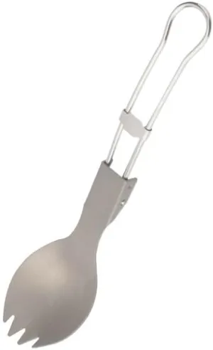 2PCS Outdoor 2-in-1 Pure Titanium Fork Spoon Mini Portable Folding Tableware for Camping