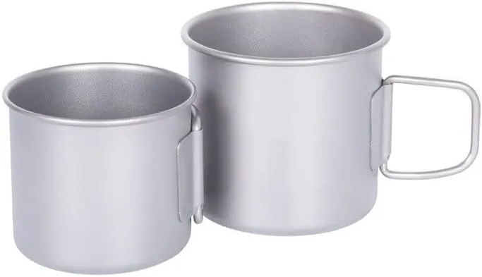 2PCS Pure Titanium Outdoor Coffee Cup Camping Folding Water Cup