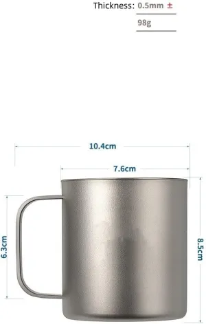 300ml Outdoor Pure Titanium Mug Double Layer Portable Camping Cup Coffee Cup
