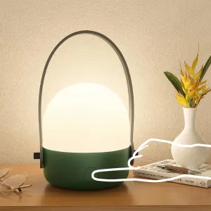 4-in-1 Portable Camping Lantern Rechargeable[3-Way Dimmable & 180° Adjustable Handle] 2600 mAh LED Night Light for Power Outages、Emergency、Hurricane, Cordless Table Lamp for Living Room-Green