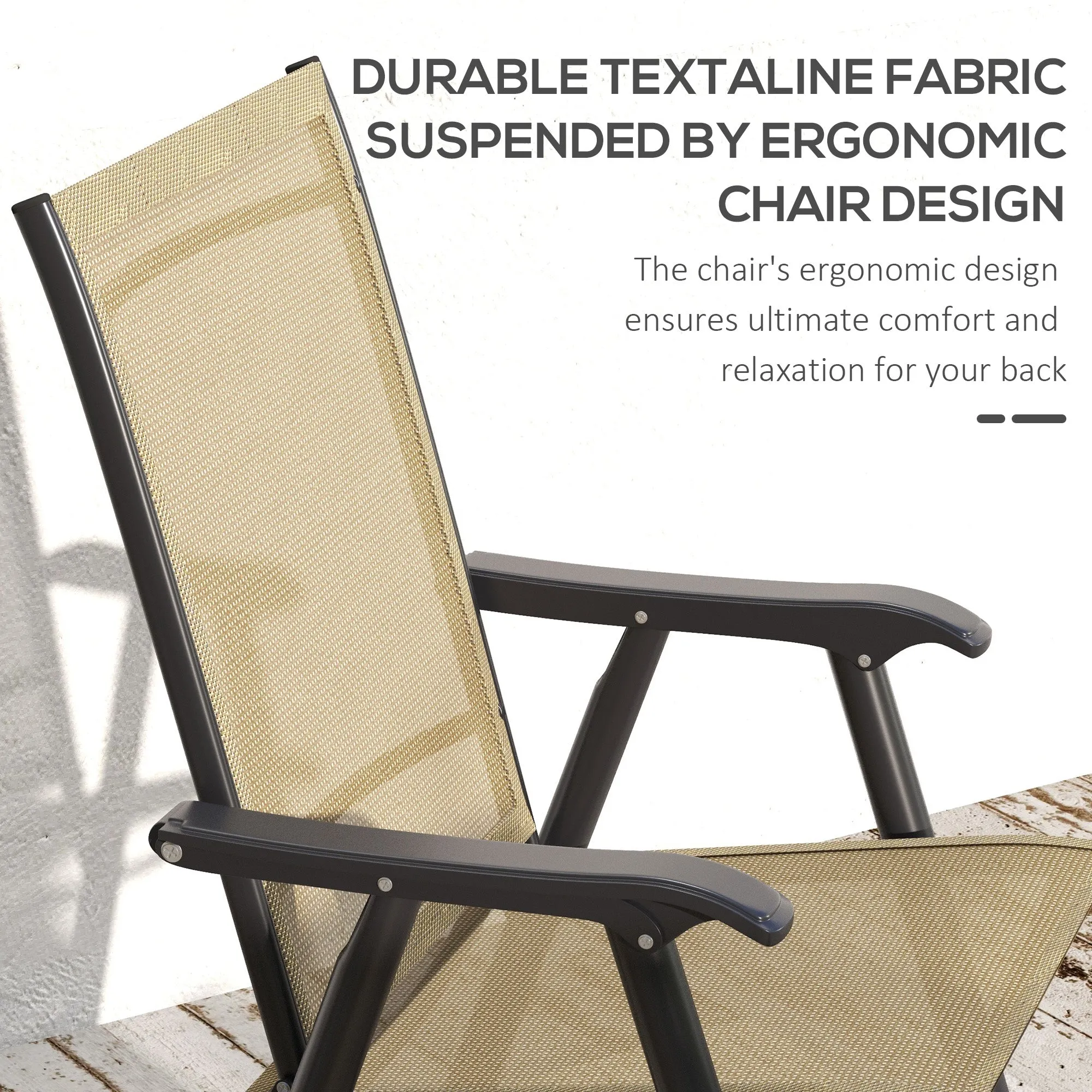 4-Piece Folding Dining Chair Set for Relaxing on Patio, Balcony, or Garden, Comfortable Outdoor Furniture with Armrests, Light Mixed Brown