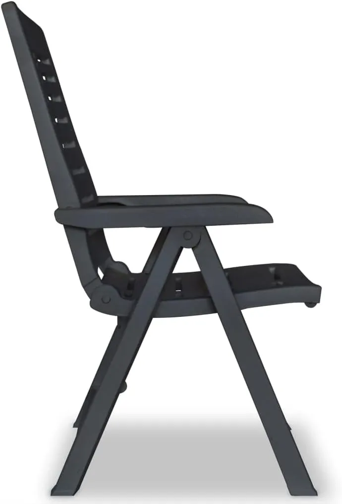 4-Piece Reclining Patio Chairs Set, Plastic Outdoor Lounge Chairs with 4 Adjustable Positions, Foldable Weather-Resistant Anthracite Furniture for Poolside, Garden, and Backyard Relaxation