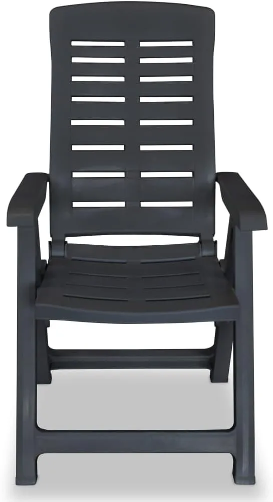 4-Piece Reclining Patio Chairs Set, Plastic Outdoor Lounge Chairs with 4 Adjustable Positions, Foldable Weather-Resistant Anthracite Furniture for Poolside, Garden, and Backyard Relaxation
