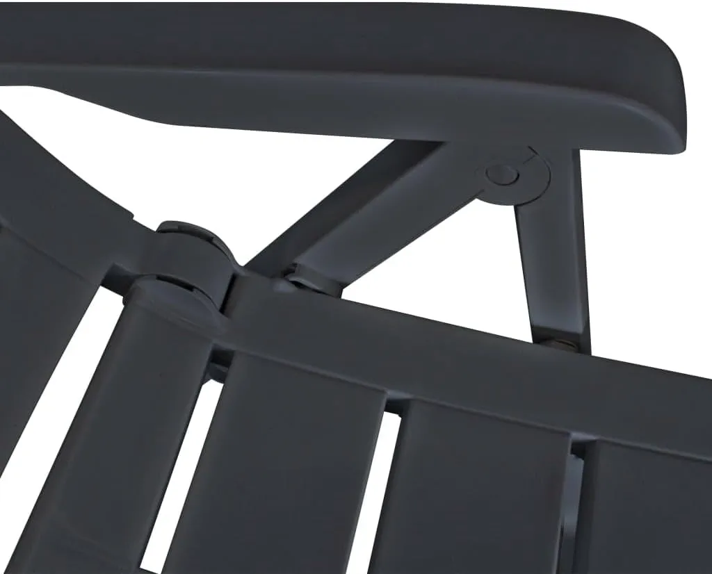 4-Piece Reclining Patio Chairs Set, Plastic Outdoor Lounge Chairs with 4 Adjustable Positions, Foldable Weather-Resistant Anthracite Furniture for Poolside, Garden, and Backyard Relaxation