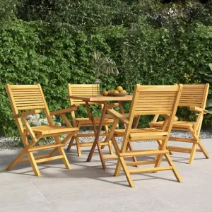 4-Piece Solid Teak Wood Folding Patio Chairs Set, Outdoor Furniture 21.7"x24.4"x35.4" Weather-Resistant Foldable Lounge Chairs for Poolside Backyard Beach Camping