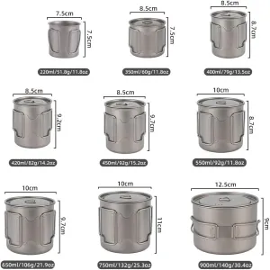 400ML pure titanium cup, portable mug water cup suitable for outdoor camping, fishing, etc.