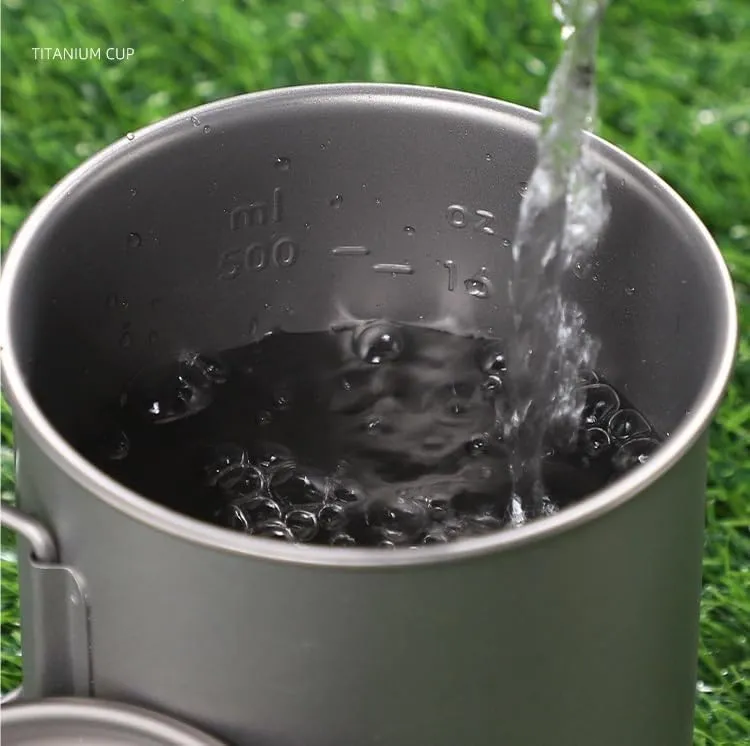 750ML Pure Titanium Mug, Foldable Coffee Mug With Lid Suitable For Outdoor Camping Or Home Use