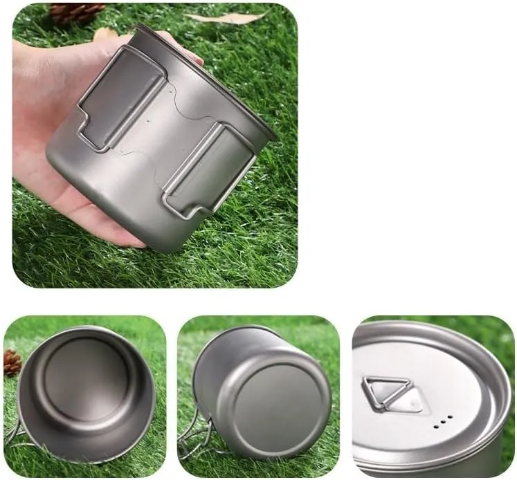 750ML Pure Titanium Mug, Foldable Coffee Mug With Lid Suitable For Outdoor Camping Or Home Use