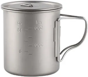 750ML Pure Titanium Mug, Foldable Coffee Mug With Lid Suitable For Outdoor Camping Or Home Use