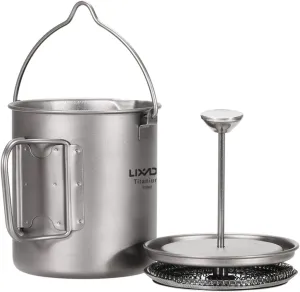 750ml Titanium Coffee Cup Mug French Press Pot Coffee Maker with Lid Outdoor Camping Cooking Pot,titanium coffee pot