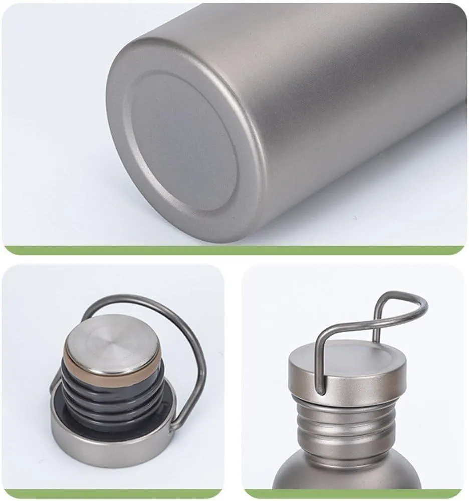 750ml Titanium Water Bottle with Lid, Water Bottle with Cup Sleeve Outdoor Camping Sports Bottle Tourism Cycling Hiking Camping Water Bottle