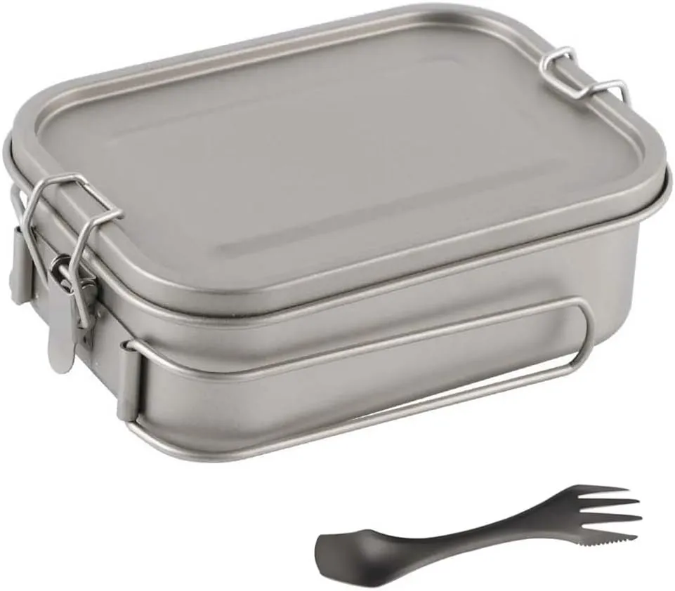 800ml Square Lunch Box, Pure Titanium Sealed Bento Box Suitable For Home Or Outdoor Camping(3 800ml)