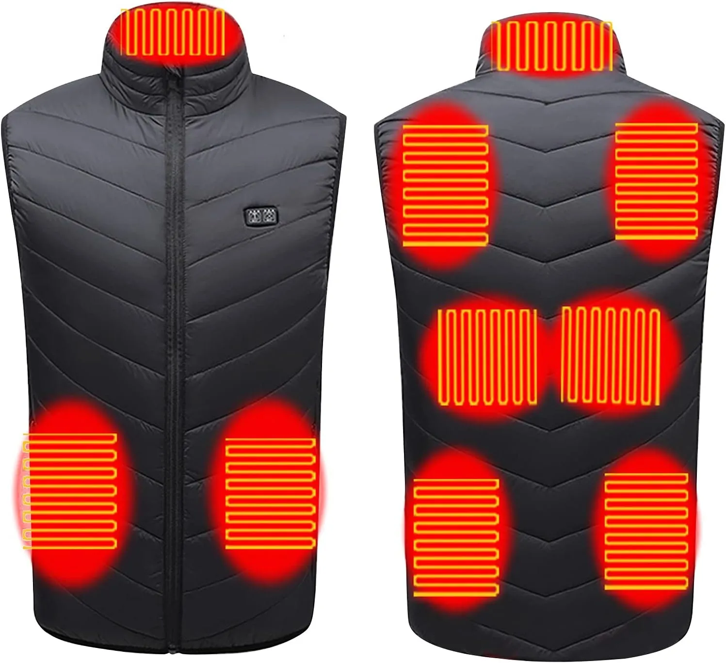9/11 Heating Zones Heated Vest for Men and Women Electric Heated Body Warmer Heated jacket Dual Switches Heated Gilet