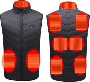 9/11 Heating Zones Heated Vest for Men and Women Electric Heated Body Warmer Heated jacket Dual Switches Heated Gilet