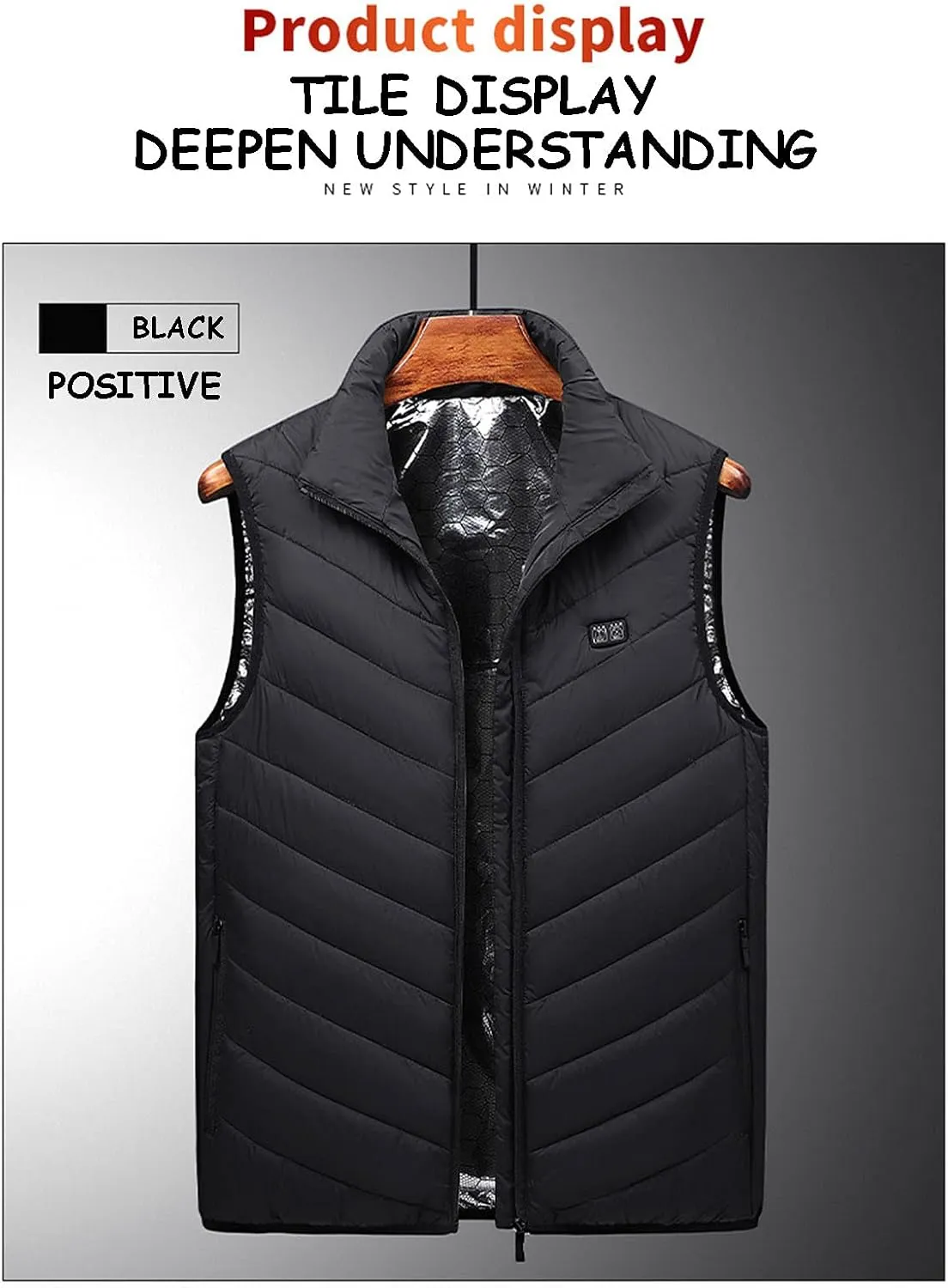 9/11 Heating Zones Heated Vest for Men and Women Electric Heated Body Warmer Heated jacket Dual Switches Heated Gilet