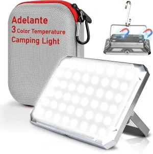 Adelante LED Camping Lantern Rechargeable Light, 2500LM 3Color Temperature Camping Light with Magnet, Portable Mobile Charger, Tent Light for Power Outages, Emergency, Hurricane