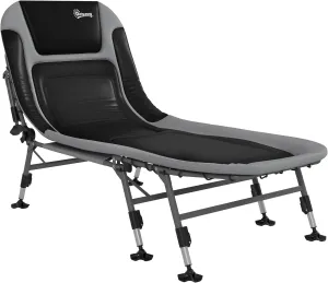 Adjustable Reclining Camping Cot, Portable Folding Bed with Padded Cushions, Heavy Duty 400 lbs. Capacity, 180° Backrest, Camping Lounger Cot