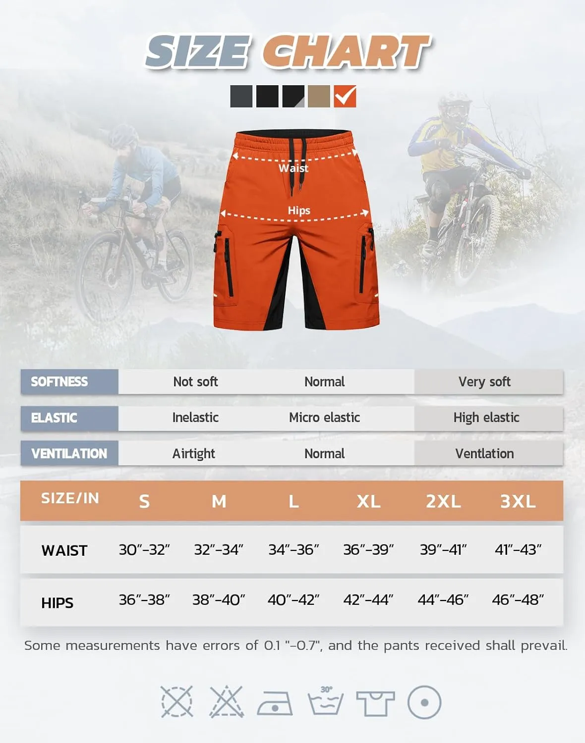 Ally Men's Mountain Bike Shorts 4D Padded Lightweight Loose-fit with Zipper Pockets for Biking Cycling Bicycle Riding Biker