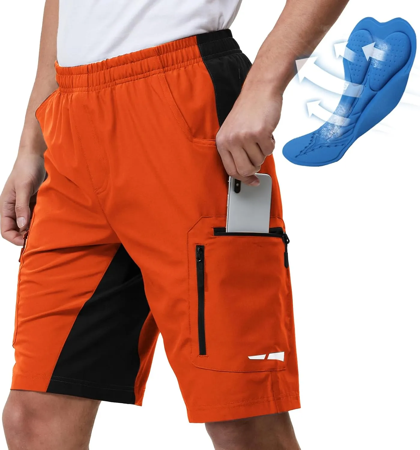 Ally Men's Mountain Bike Shorts 4D Padded Lightweight Loose-fit with Zipper Pockets for Biking Cycling Bicycle Riding Biker