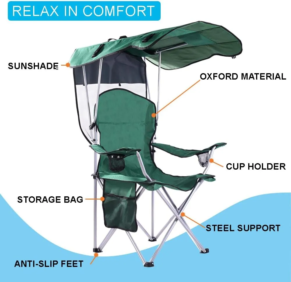 Amazing for less Folding Chair – Portable Outdoor Camping & Beach Chair (Blue (Shade), (1-Pack))