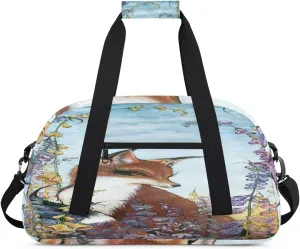 Animal Fox Gym Duffel Bag for Men Women Color Bellflower Sports Tote Bag with Adjustable Shoulder Strap for Dance Gymnastics Traveling Outdoor Camping Overnight Stay
