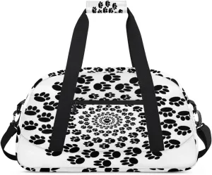Animal Paw Print Gym Duffel Bag for Men Women Swirling Sports Tote Bag with Adjustable Shoulder Strap for Dance Gymnastics Traveling Outdoor Camping Overnight Stay