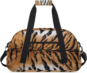 Animal Tiger Gym Duffel Bag for Men Women Tiger Skin Print Sports Tote Bag with Adjustable Shoulder Strap for Dance Gymnastics Traveling Outdoor Camping Overnight Stay