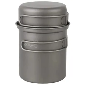 APG Camping Tableware Titanium Pot Pan Bowl With Folding Handle Outdoor Picnic Cooking Cookware