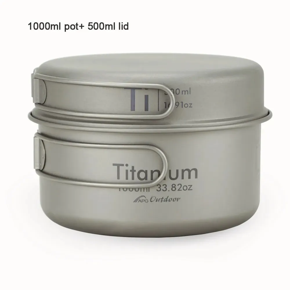 APG Ultralight Titanium Pan Outdoor Camping Tableware Titanium Pot Cookware