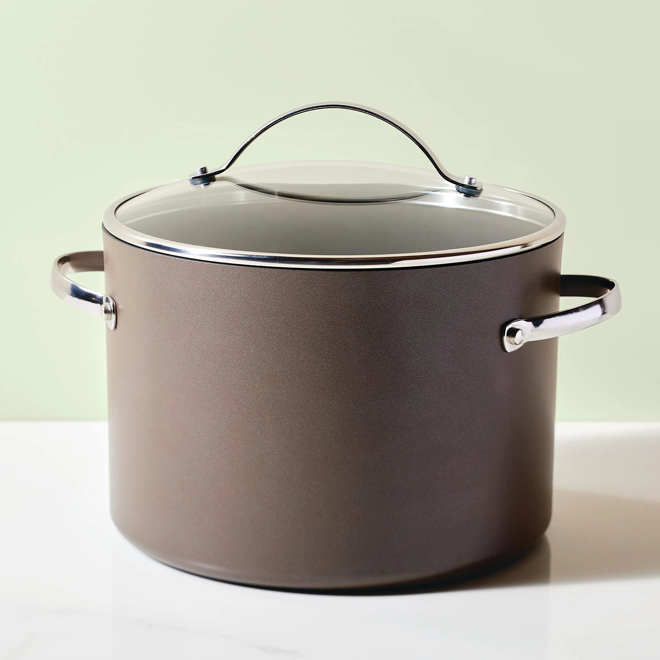 Ayesha Curry Kitchenware Professional Hard Anodized Nonstick Stock Pot/Stockpot with Lid, 10 Quart, Charcoal