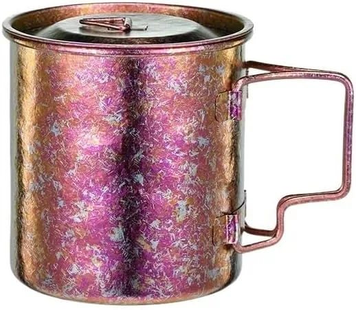 AYULL Pure Titanium Mug 420ML, Portable Folding Water Cup, Suitable for Outdoor Camping and Leisure(Rose)