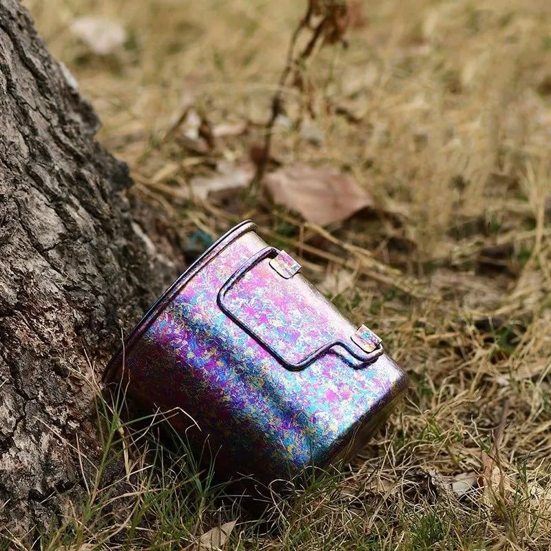 AYULL Pure Titanium Mug 420ML, Portable Folding Water Cup, Suitable for Outdoor Camping and Leisure(Rose)
