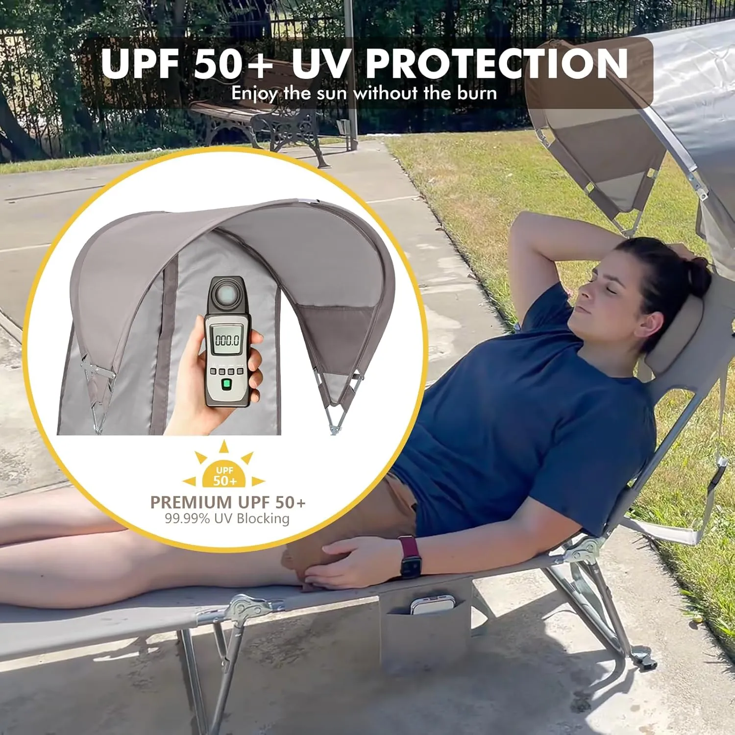 Backpack Beach Tanning Chair with Canopy Sun Shade & Face Hole, 6 Position Folding Lounge Sun Chair for Adults Outside Reading Sunbathing Poolside Camping Lawn, UPF 50 , 2 Pack, Patent Design