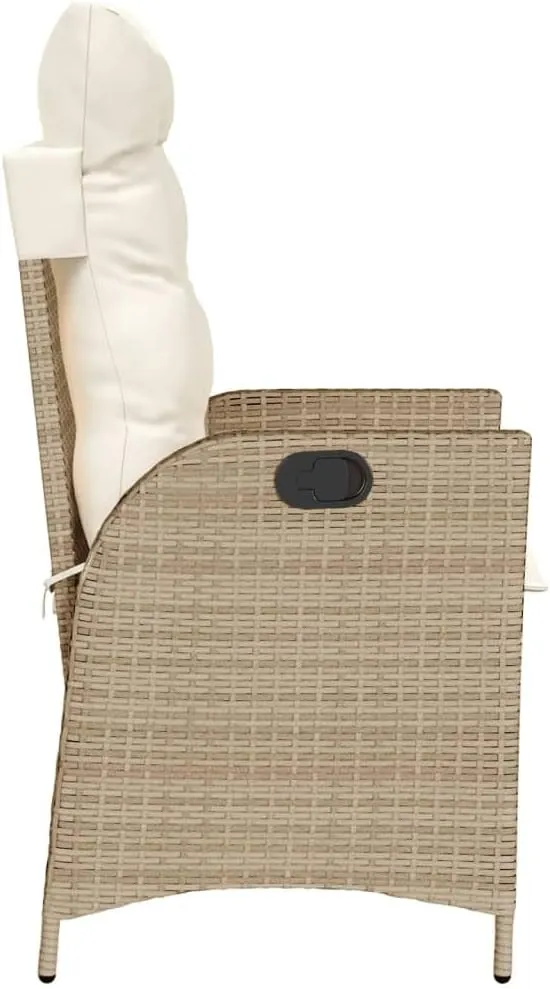 Backyard Chairs Camping Chair Outdoor Chairs Lounge Chair - Reclining Patio Chair with Cushions Beige Poly Rattan for Park Beaches Outside Terrace