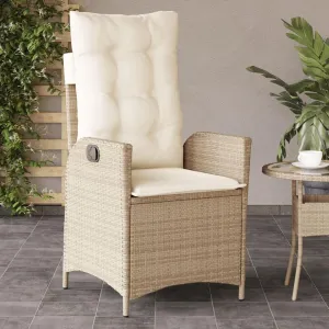 Backyard Chairs Camping Chair Outdoor Chairs Lounge Chair - Reclining Patio Chair with Cushions Beige Poly Rattan for Park Beaches Outside Terrace