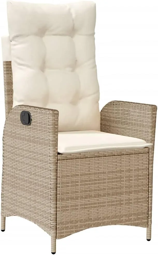 Backyard Chairs Camping Chair Outdoor Chairs Lounge Chair - Reclining Patio Chair with Cushions Beige Poly Rattan for Park Beaches Outside Terrace