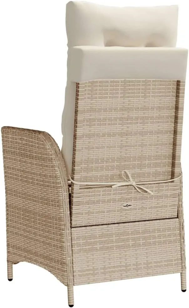 Backyard Chairs Camping Chair Outdoor Chairs Lounge Chair - Reclining Patio Chair with Cushions Beige Poly Rattan for Park Beaches Outside Terrace