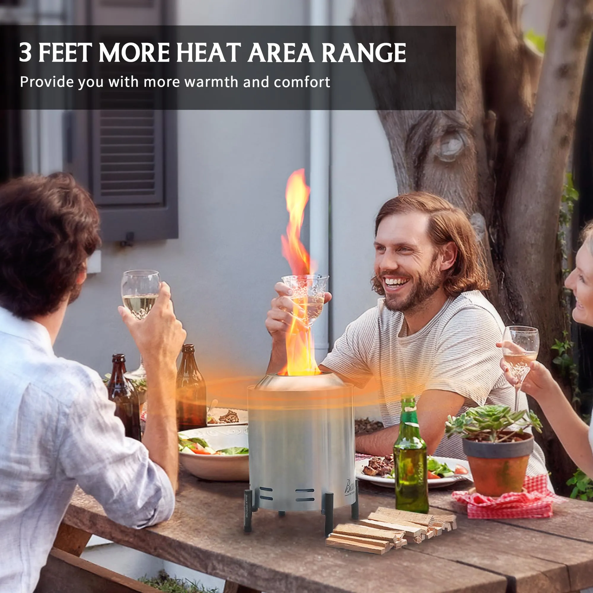 BALI OUTDOORS Tabletop Fire Pit Small Table Top Firepit Outdoor Smokeless Firepit Patio