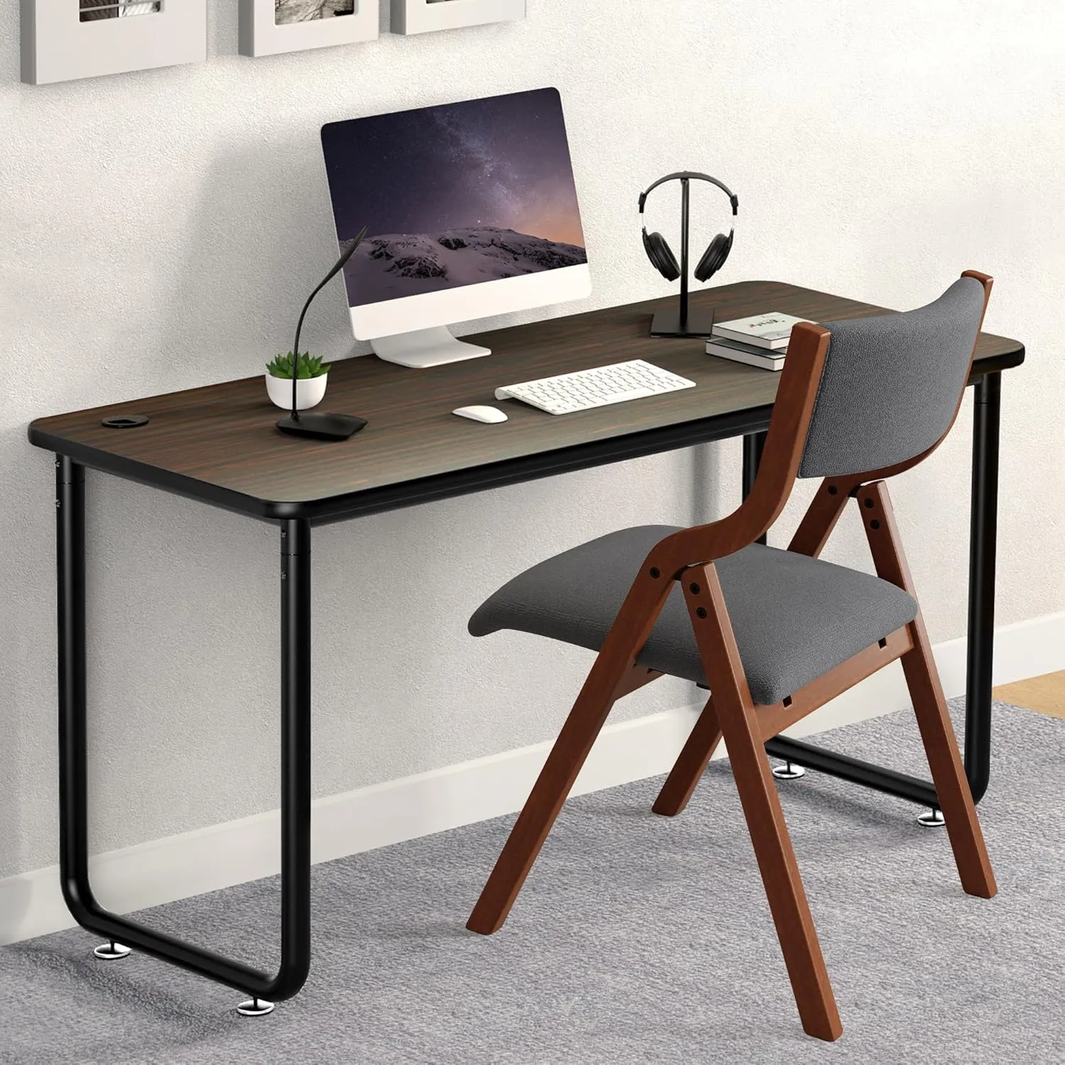 Ball & Cast Folding Dining Chairs Set of 2,Portable Kitchen Chairs with Padded Cushions,Ergonomical Design,Foldable Wood Dining Chairs for Dining Room,Restaurant,Kitchen,Office,Indoor,Dark Grey Cherry