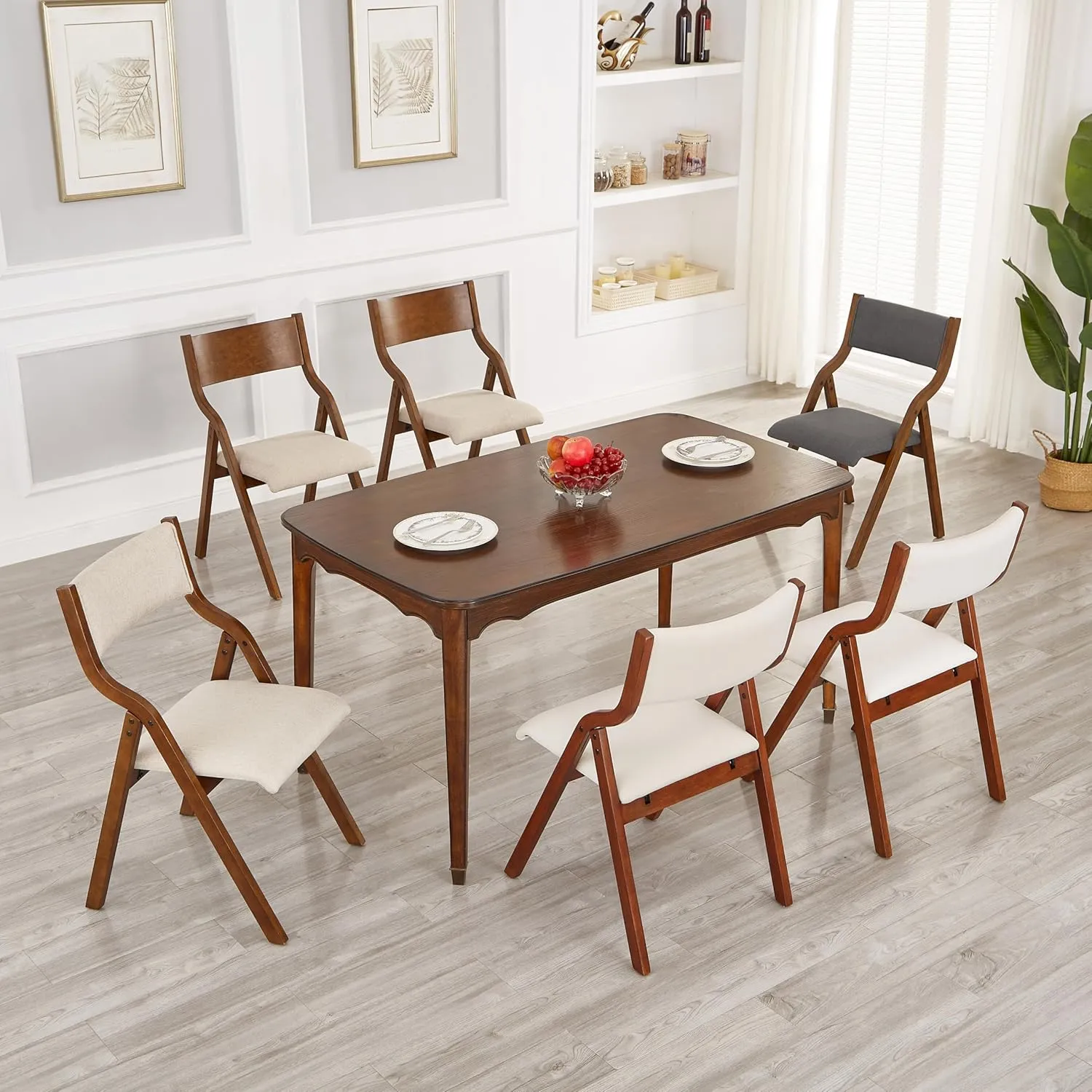 Ball & Cast Kitchen Folding Chairs with Padded Seats Foldable chairs Set of 2, 18" Seat Height, Cream White