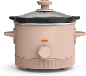 bella 1.5 Qt Slow Cooker with 3 Heat Manual Control, EverGood™ Ceramic Nonstick Coating, Dishwasher Safe Stoneware Pot and Tempered Glass Lid, Tangle Free Cord Wrap & Cool Touch Handles, Blossom