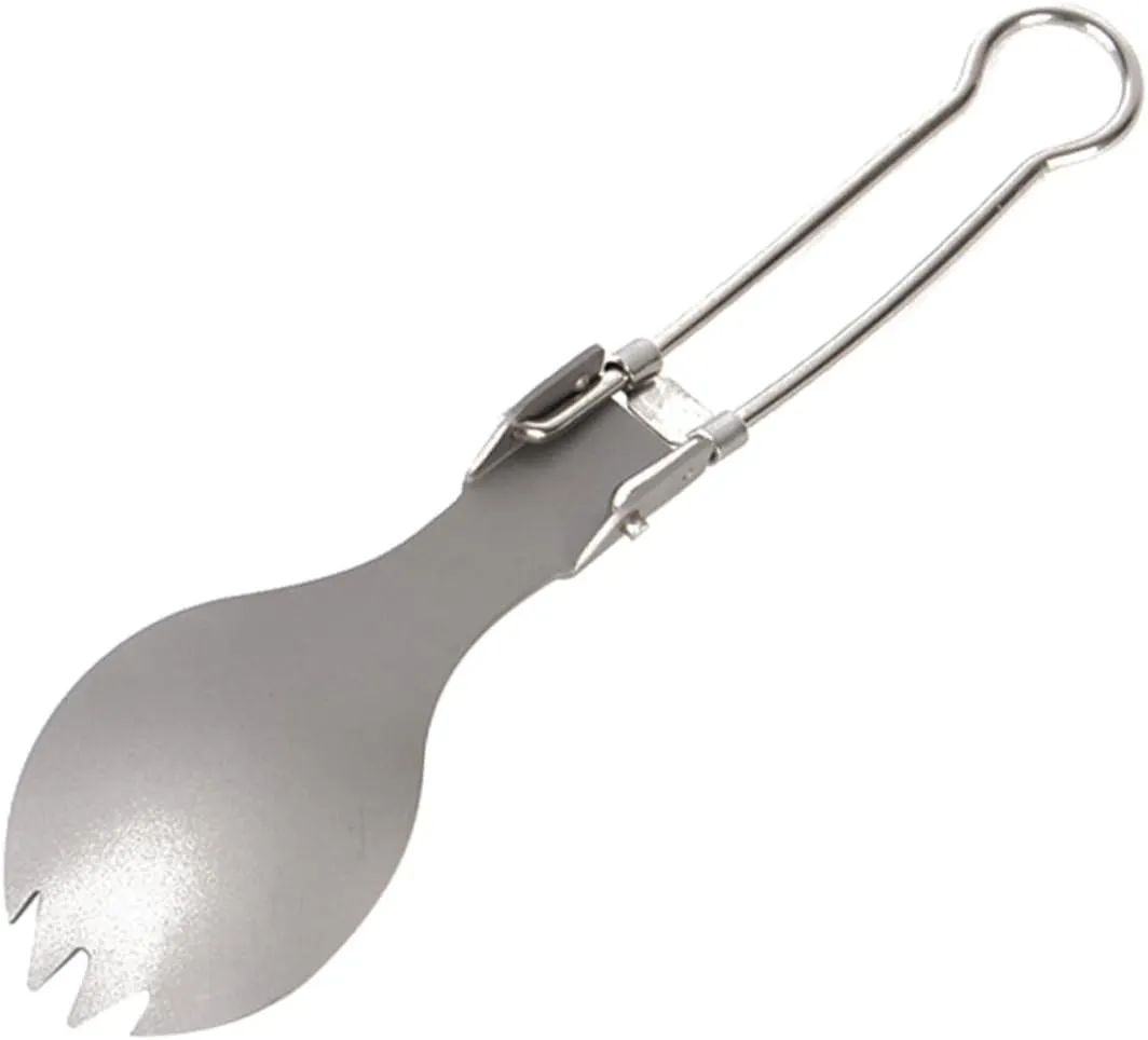 BESPORTBLE Outdoor Titanium Fork Spoon Portable Camping Eating Utensils Folding Cutlery Set Silverware for Travel Hiking and Picnics