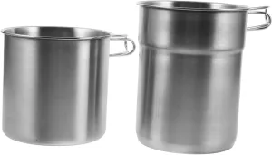 BESTonZON 2pcs Collapsible Stainless Steel Camping Cups with Foldable Handle Versatile Outdoor Mugs for Hiking Backpacking Fishing and Survival Adventures Easy to Clean and Durable Stainless