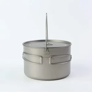 BIVOUAC 2800ml Titanium Camping Hanging Pot with Folding Handle Titanium Pot Backpacking Cooking Gear Titanium Cook Pot
