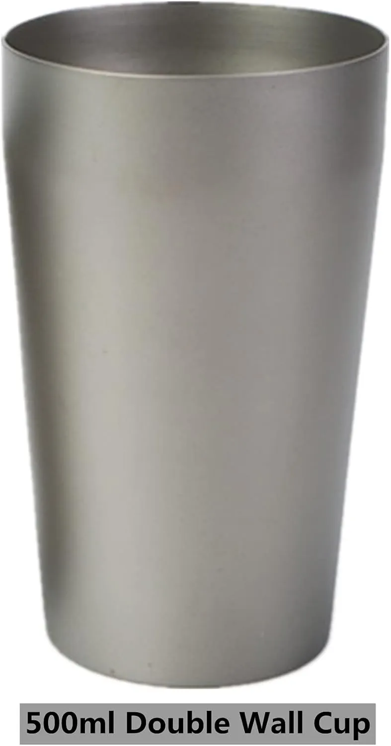 BIVOUAC 500ml Double Wall Titanium Mug No Lid Milk Cup Outdoor Coffee Mug Camping To Go Drinkware (500ml Double Wall)