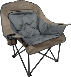 Black Sierra Oversized Camping Chair for Adults, Heavy Duty Outdoor Seat with Plush Padding, Supports 400lbs, Cup Holder & Carry Bag, Comfortable Folding Chair for Tailgating, Patio, & Sideline Events