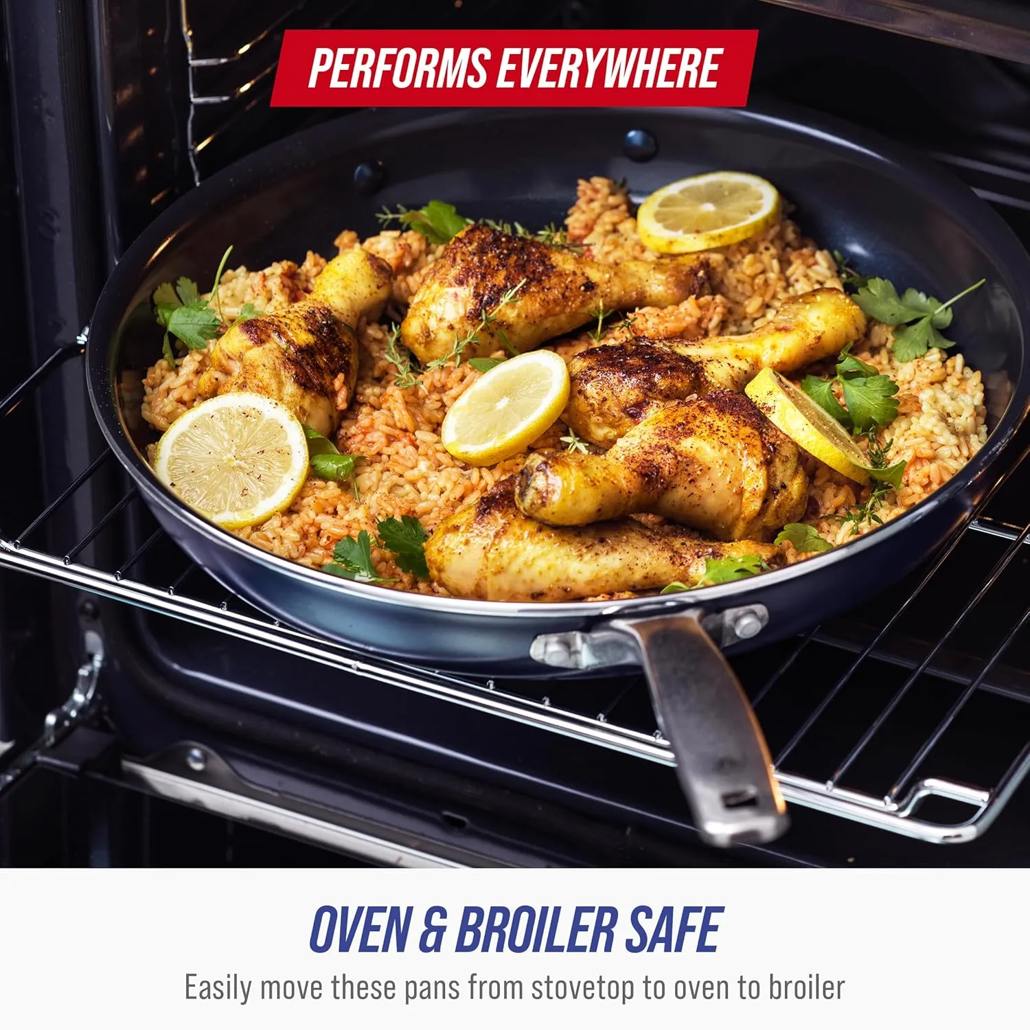 Blue Diamond 14 Piece Cookware Set, Diamond Infused PFAS & PFOA-Free Ceramic Nonstick Pots and Pans, Durable, Non Toxic, Metal Utensil Safe & Scratch Resistant, Dishwasher & Oven Safe, Blue