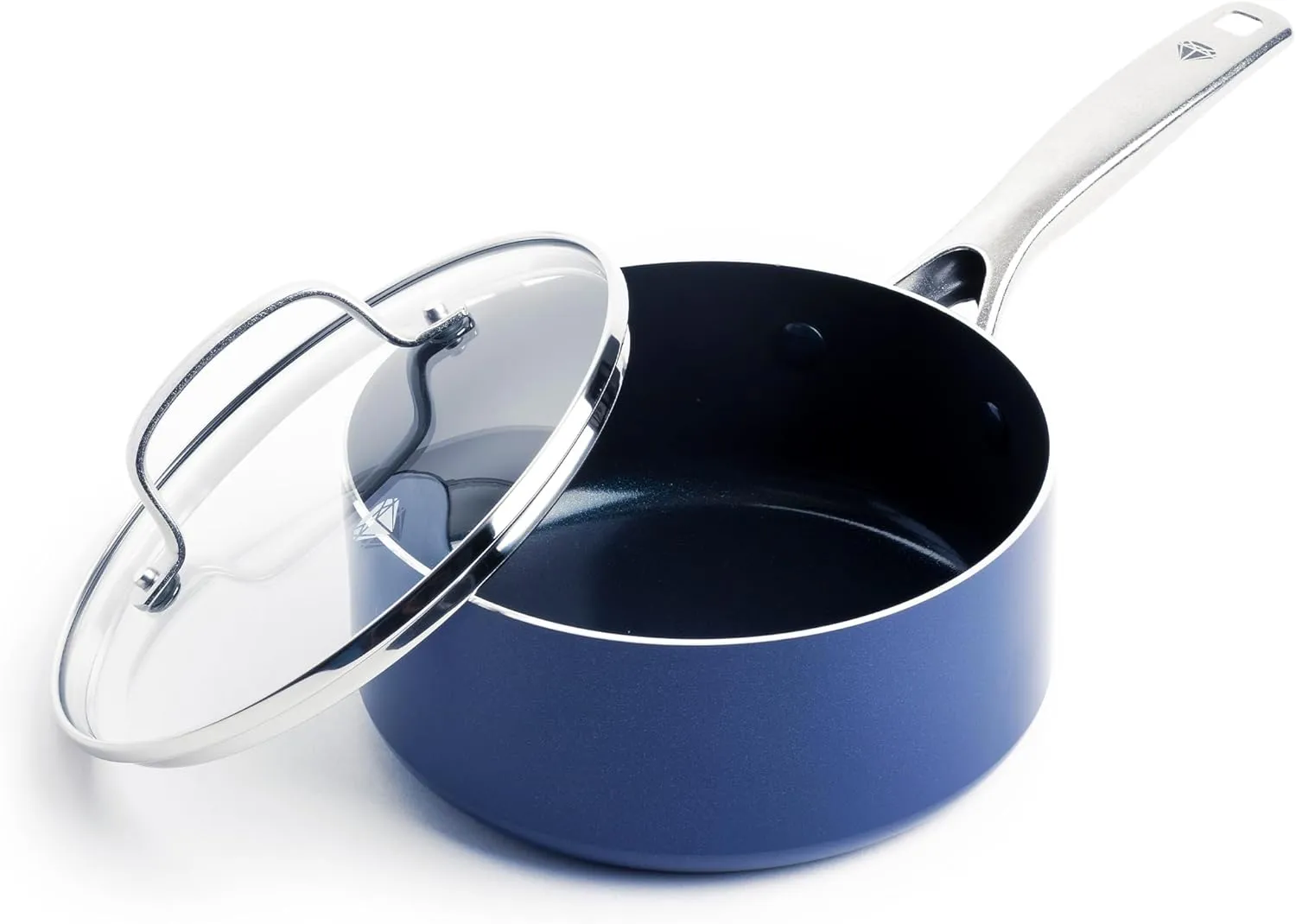 Blue Diamond Cookware 2QT Saucepan Pot with Lid, Diamond Infused Ceramic Nonstick, PFAS and PFOA-Free, Dishwasher & Oven Safe, Durable, Versatile, Easy Clean, Even Heating, Blue