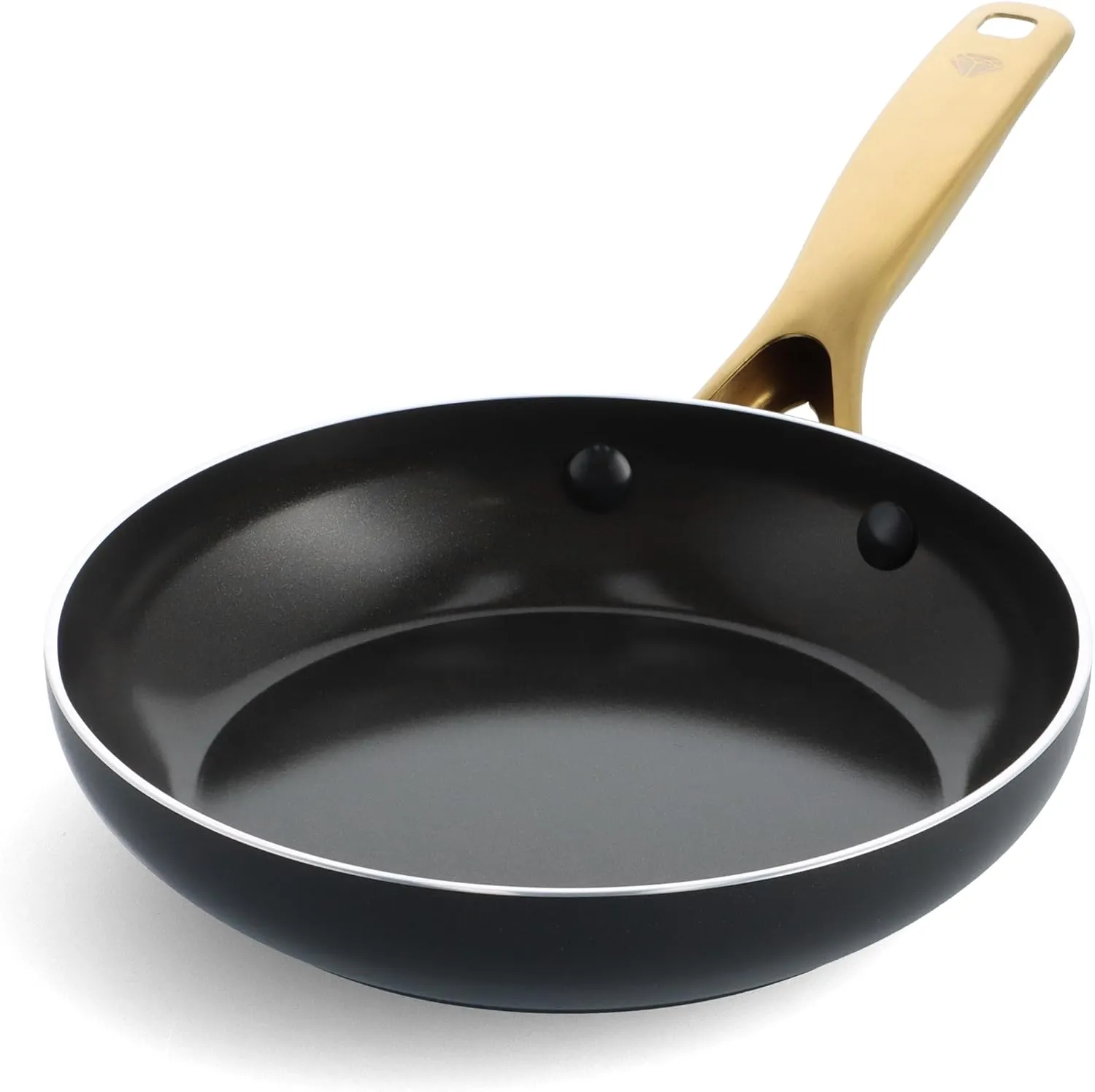 Blue Diamond Gold, 8" Nonstick Frying Pan Skillet, Diamond Infused PFAS & PTFE-Free Ceramic Pot, Induction, Dishwasher & Oven Safe, Durable Non Toxic Metal Utensil Safe, Egg & Omelet Pan, Black