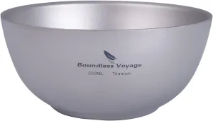 Boundless Voyage 250ML Titanium Double Wall Bowl Ultralight Portable Metal Food Rice Bowl Indoor Outdoor Camping Tableware for Adult Children Ti1093T